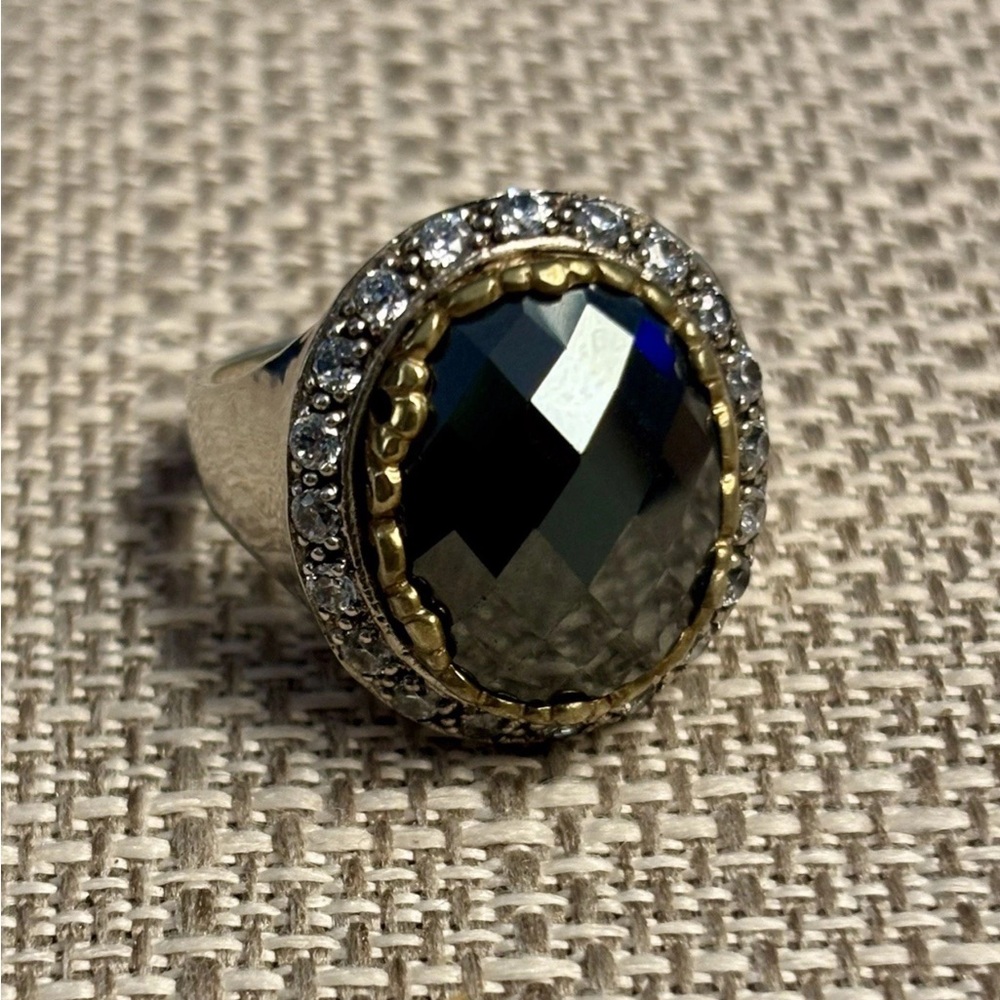 SILPADA Ring Faceted Hematite CZ Sterling Empress R2755 Size 8 EXCELLENT COND